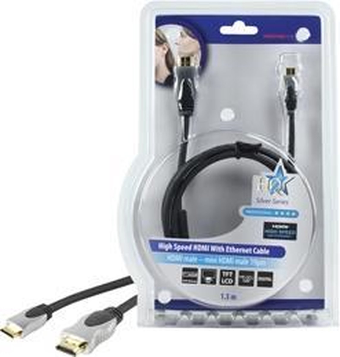 HQ - 1.3 High Speed HDMI naar Mini HDMI kabel - 1.5 m - Grijs