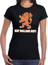 Nederland supporter t-shirt Hup Holland Hup zwart voor dames L