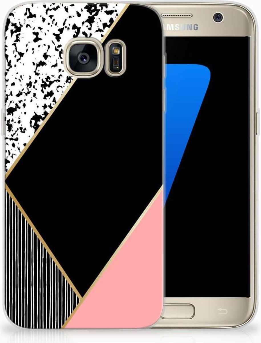 Samsung Galaxy S7 TPU Hoesje Zwart Roze Vormen