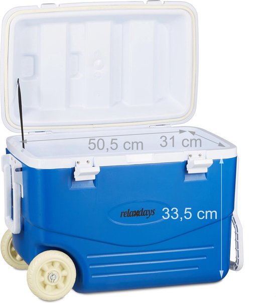 relaxdays - koelbox op wielen - trolley - 46 liter - blauw - zonder stroom  groot | bol.com