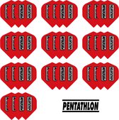 Darts Set - Pentathlon – 10 sets (30 stuks) – dart flights - Rood