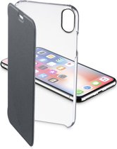 Cellularline iPhone X, hoesje clear book, zwart