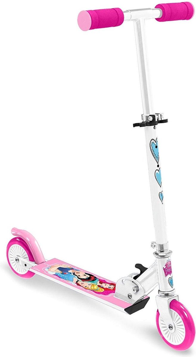 Disney Princess - Trottinette pliable pour filles avec frein à pied - Blanc  et rose | bol