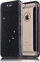 Apple iPhone 7 Plus - 8 Plus Flip Case - Zwart - Glitter - PU leer - Soft TPU - Folio