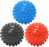 #DoYourFitness - 3 delige set massagebal - »Nica« - Lacrosse Bal / Fasciaball voor effectieve zelfmassage van triggerpoints - diameter 10cm - rood/blauw/zwart