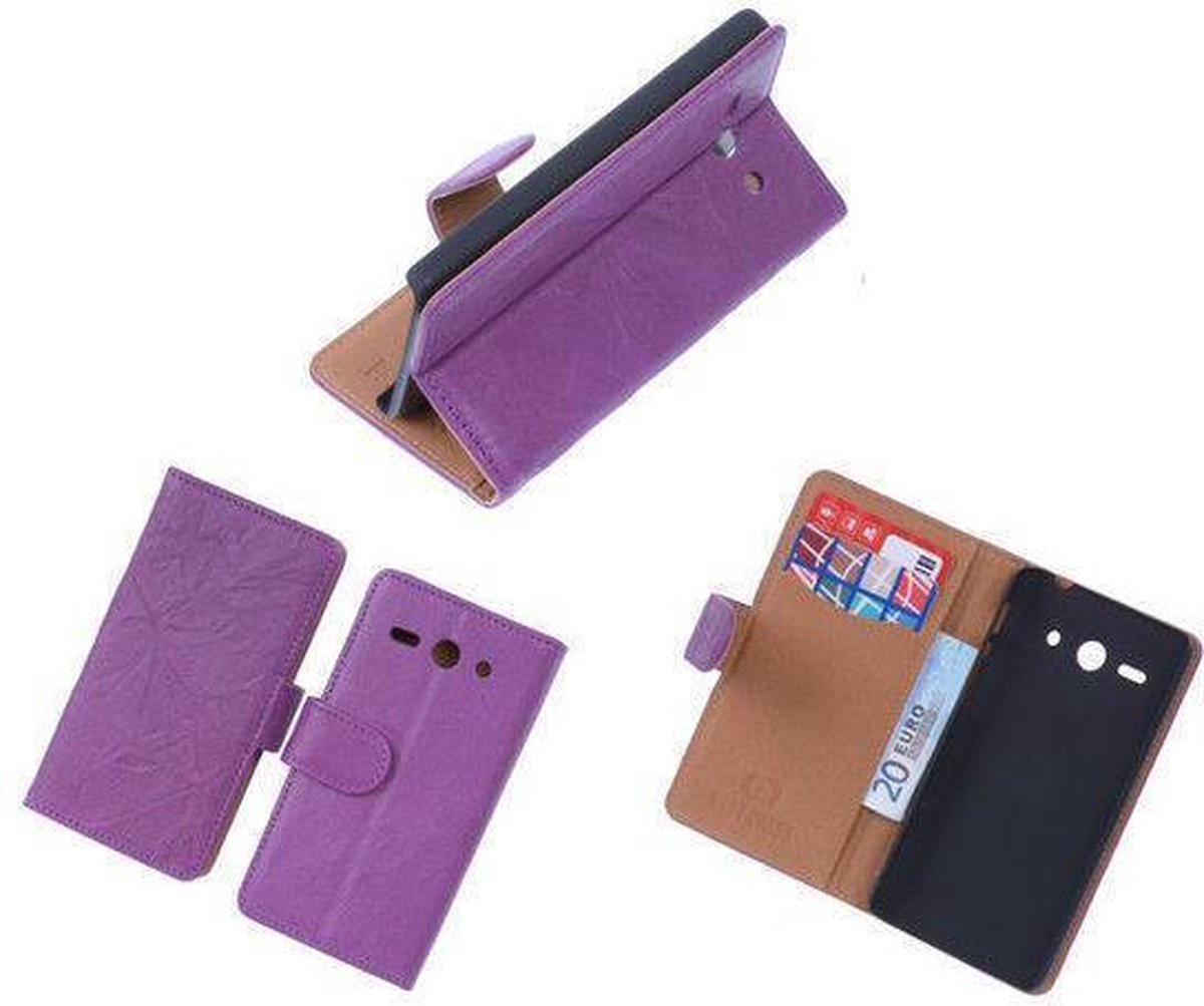 BestCases Lila Luxe Echt Lederen Booktype Hoesje Huawei Ascend Y530