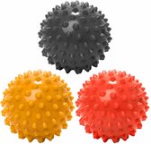 #DoYourFitness - 3 delige set massagebal - »Nica« - Lacrosse Bal / Fasciaball voor effectieve zelfmassage van triggerpoints - diameter 10cm - zwart/rood/geel