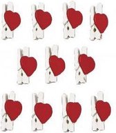 Valentijn - Valentijn / huwelijk artikelen - 12x stuks hartjes mini knijpertjes van 2,5 cm