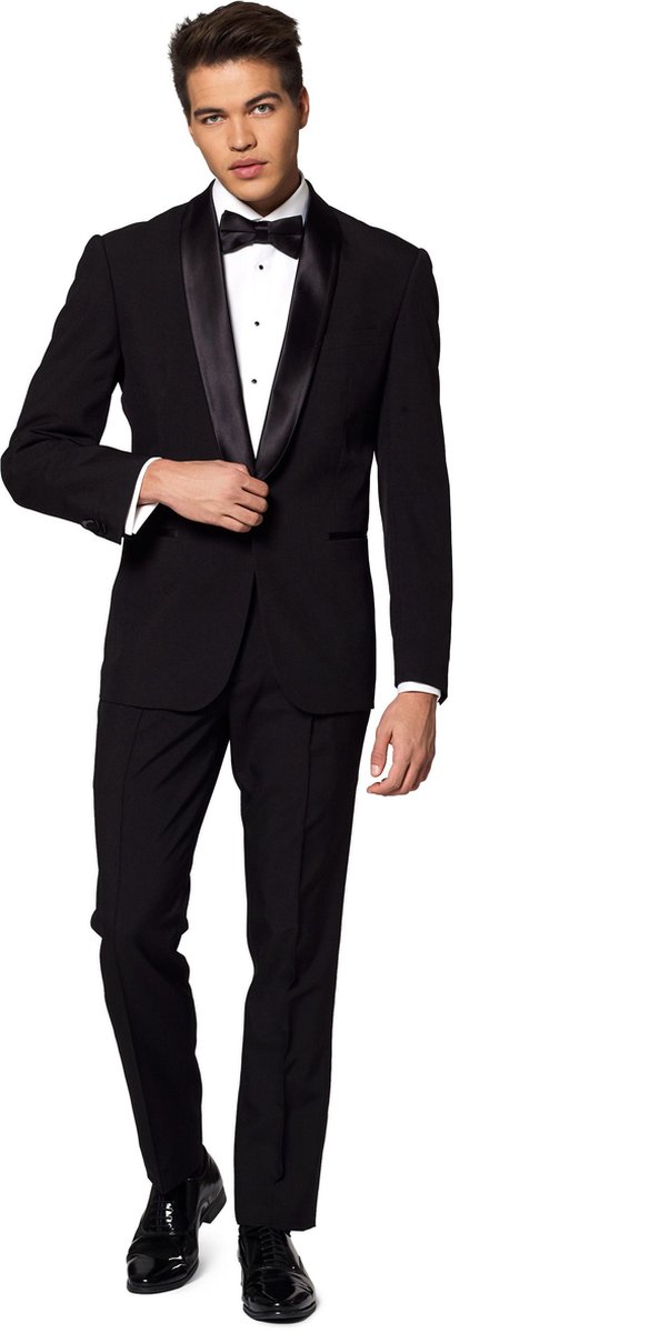 OppoSuits Jet Set Black - Heren Tuxedo Smoking met Vlinderdas - Chique - Zwart - Maat EU 58