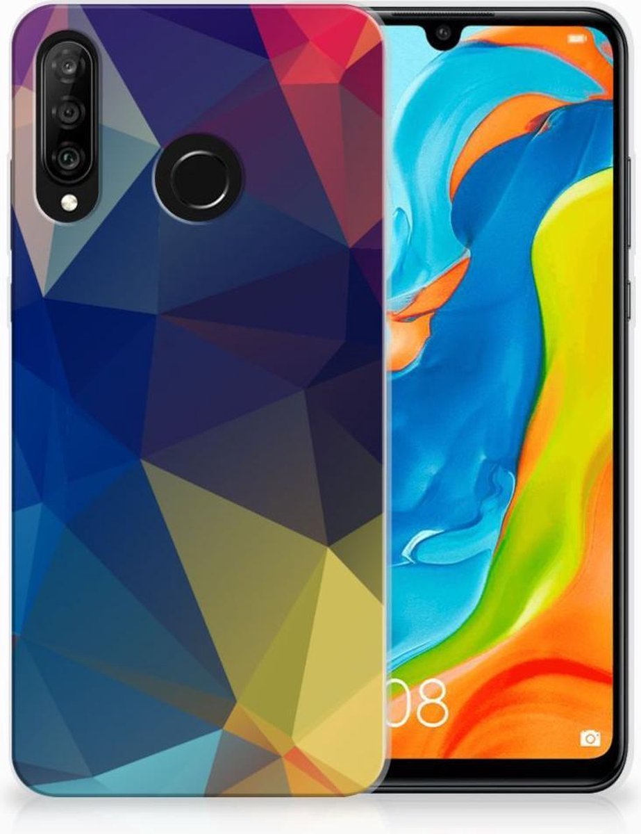 Huawei P30 Lite TPU Hoesje Polygon Dark
