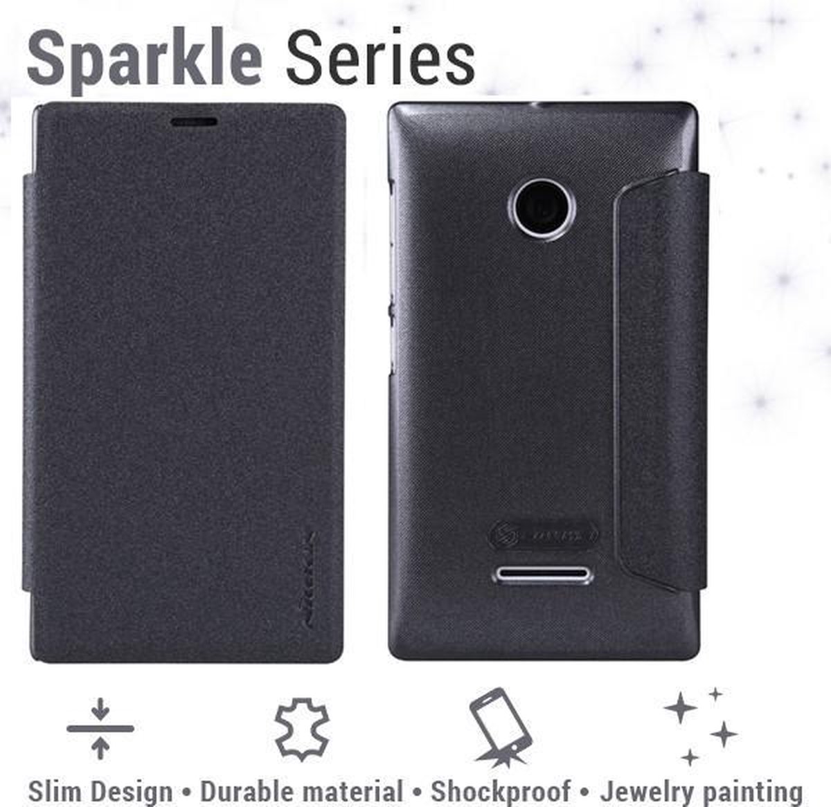 Nillkin - Sparkle slim booktype hoes - Microsoft Lumia 532 - zwart
