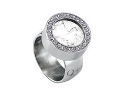Quiges RVS Schroefsysteem Zirkonia Ring Zilverkleurig 20mm met Verwisselbare 12mm Mini Munt - SLSRS48620