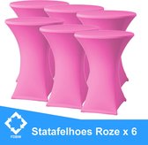 Statafelrok Luxe Roze x 6 - Statafel Tafelrok - Statafelhoes - Stretch –  ∅80 x 110 cm – geschikt voor Horeca Evenementen | Sta Tafel Hoes | Statafel | Staantafelhoes | Cocktailparty | Trouwe