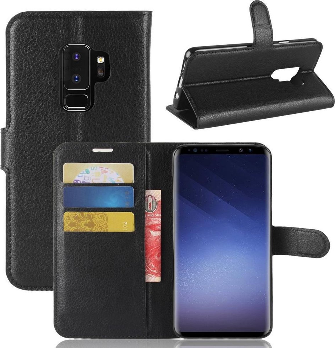 Book Case - Geschikt voor Samsung Galaxy S9 Plus Hoesje - Zwart