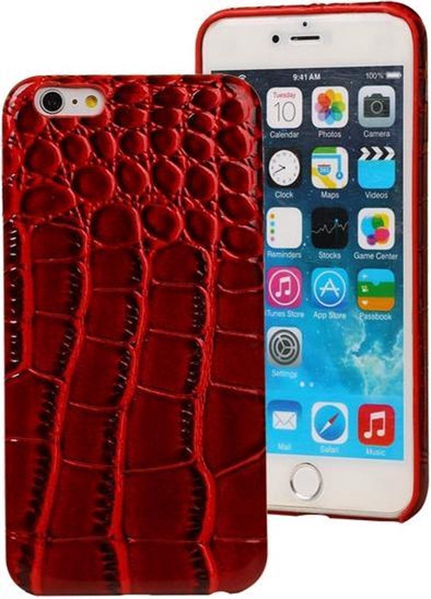 BestCases.nl Rood Krokodil TPU back cover case hoesje voor Apple iPhone 6 Plus / 6S Plus