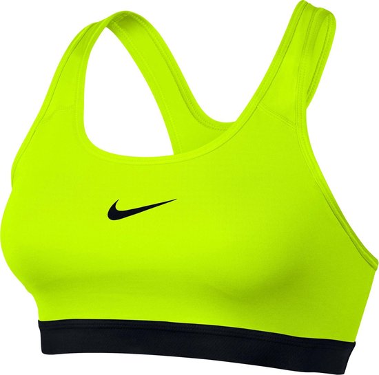 Nike Pro Classic Padded Sport Beha Dames Sportbeha - Maat S - Vrouwen - geel/zwart  | bol.com