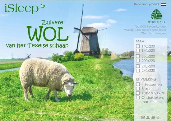 iSleep Laine 4-saison Dekbed - 100% Laine - Litsjumeaux - 240x200 cm