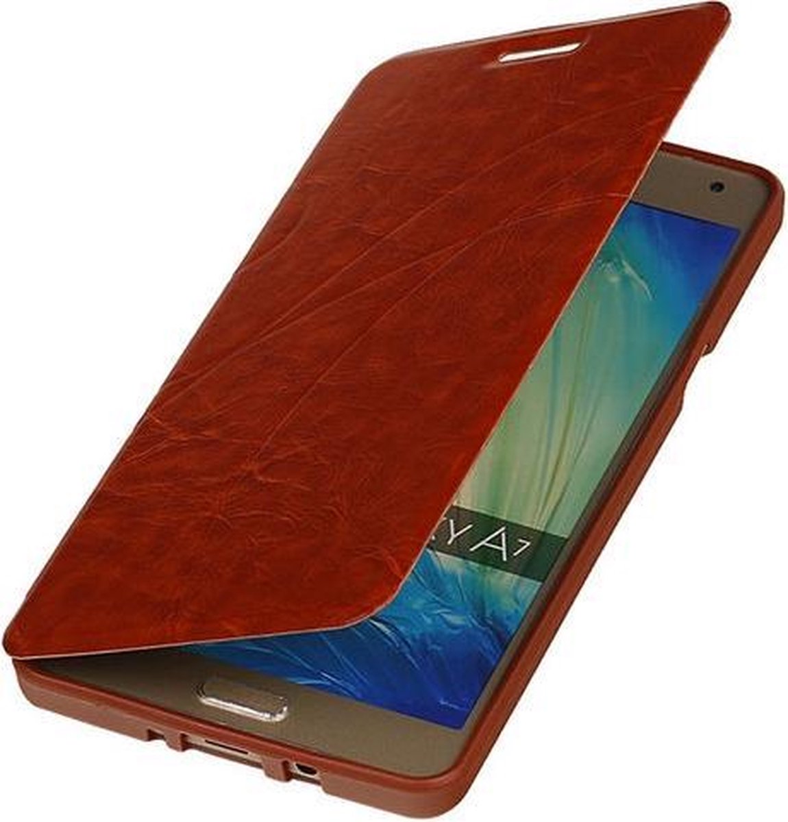 Bestcases Bruin TPU Booktype Motief Hoesje Samsung Galaxy A7 A700F (2015)