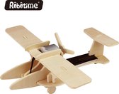 Robotime P260 houten speelgoed vliegtuig met zonnecel