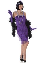 Karnival Costumes 20's Party Jaren 20 Stralende Paarse Flapper Jurk Charleston Kostuum Carnavalskleding Dames Carnaval - Polyester - Paars - Maat M - 3-Delig Jurk/Handschoenen/Hoof