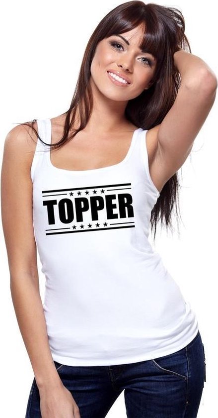 Toppers Wit Topper mouwloos shirt / tanktop in zwarte letters dames -  Toppers... | bol.com