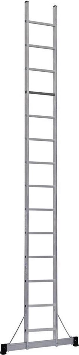Professionele Enkele Ladder | 1x14 treden | Alumunium | Anti slip | Lichtgewicht | EN 131-1 + 2, NEN 2484, TÜV en GS gecertificeerd