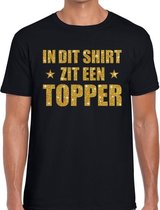 Toppers In dit shirt zit een Topper goud glitter tekst t-shirt zwart voor heren - heren Toppers shirts S