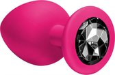 Lola Toys - Emotions - Buttplug met Diamant - Anaal - Siliconen - Maat L - 42mm - Roze met Zwarte Diamant