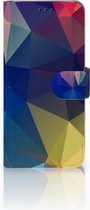 Geschikt voor Samsung Galaxy J6 2018 Uniek Bookcase Hoesje Polygon Dark