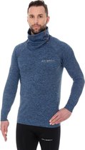 Brubeck | Heren Outdoor Trui / Sweater - Outdoortrui - Blauw Melange - Maat S