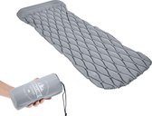 Lumaland - Slaapmat - Isolerende opblaasbare campingmat - Outdoor/Camping - 188 x60 x 6 cm - incl. kussen - Lichtgrijs