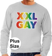 Grote maten  XXL Gay regenboog sweater grijs voor heren 4XL