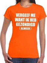 Vergeef me tekst t-shirt oranje dames - dames shirt Vergeef me- oranje kleding S