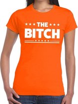 The Bitch tekst t-shirt oranje dames - dames shirt  the Bitch - oranje kleding XS