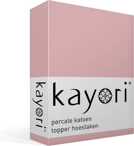Kayori Shizu - Percale katoen - Topper - Hoeslaken - Eenpersoons - 90x210/220 cm - Mauve