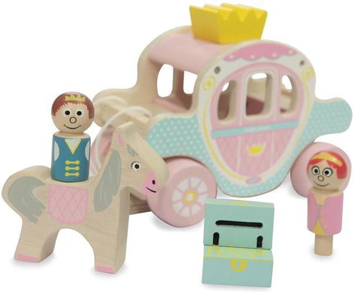 Grote houten koets met een heer - Hars/polyester, Hout