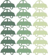 Auto muurstickers groene tinten - 18 stuks - 5x3cm