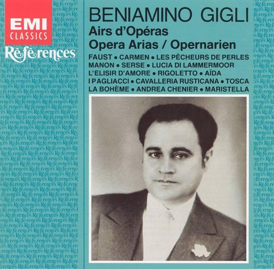 Portret van Beniamino Gigli met tekst "BENIAMINO GIGLI Airs d'Opéras".