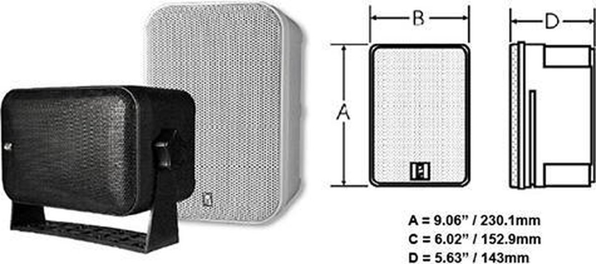 PolyPlanar Waterproof Box Speakers 200 Watt Wit
