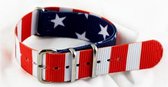 Premium Design Print USA Amerikaanse Vlag - Nato strap 20mm - Horlogeband Blauw Wit Rood