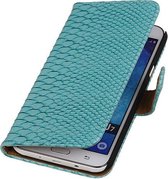 Samsung Galaxy J7 Snake Slang Booktype Wallet Hoesje Turquoise - Cover Case Hoes