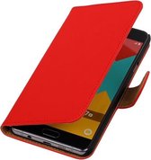 Étui Portefeuille Samsung Galaxy A7 2016 de Type Livre Solide Rouge