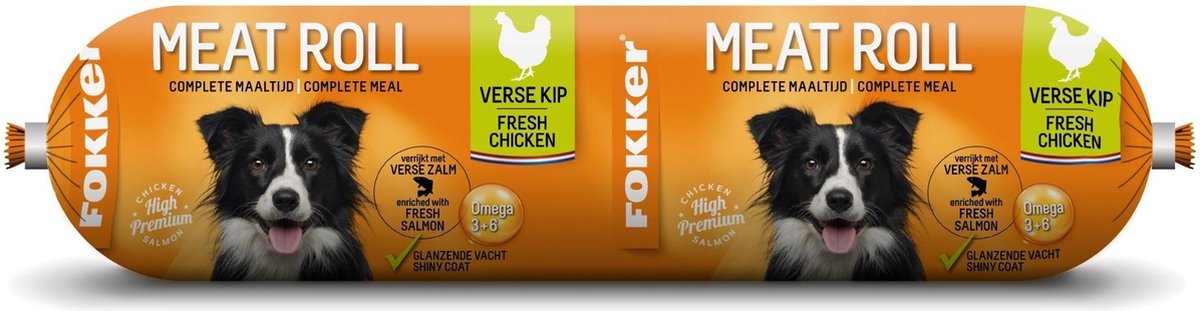 3 stuks Hondenvoer Meat Roll kip en zalm 350 gram Fokker