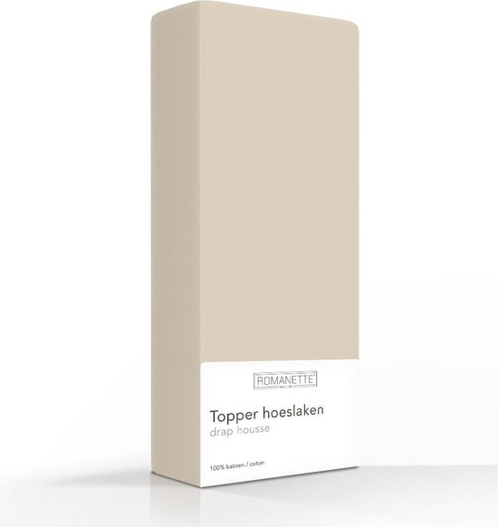 Luxe Katoen Topper Hoeslaken Zand | 90x200 | Ademend En Verkoelend | Uitstekende pasvorm
