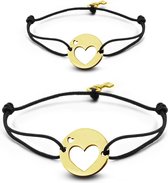 Key Moments 8KM-C00010 - Duo armband met stalen open hart en sleutel - one-size (s en m) - goudkleurig