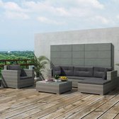 Loungeset poly rattan grijs 17-delig  (incl. Fleecedeken)