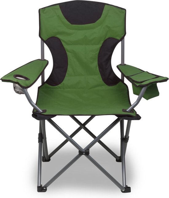 bezorgdheid Extra jam HanSe - XL Camping klapstoel met koeltas - Groen/Zwart - 120KG | bol.com
