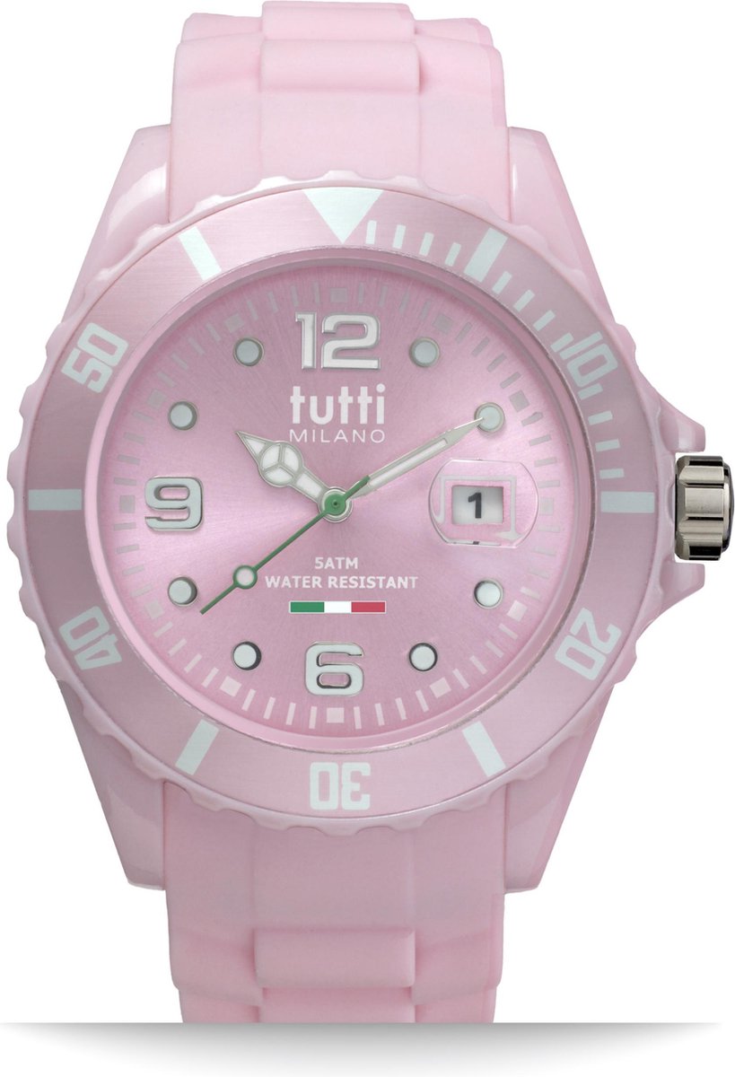 Tutti Milano TM002PI - Horloge - Siliconen - Roze - 42.5 mm