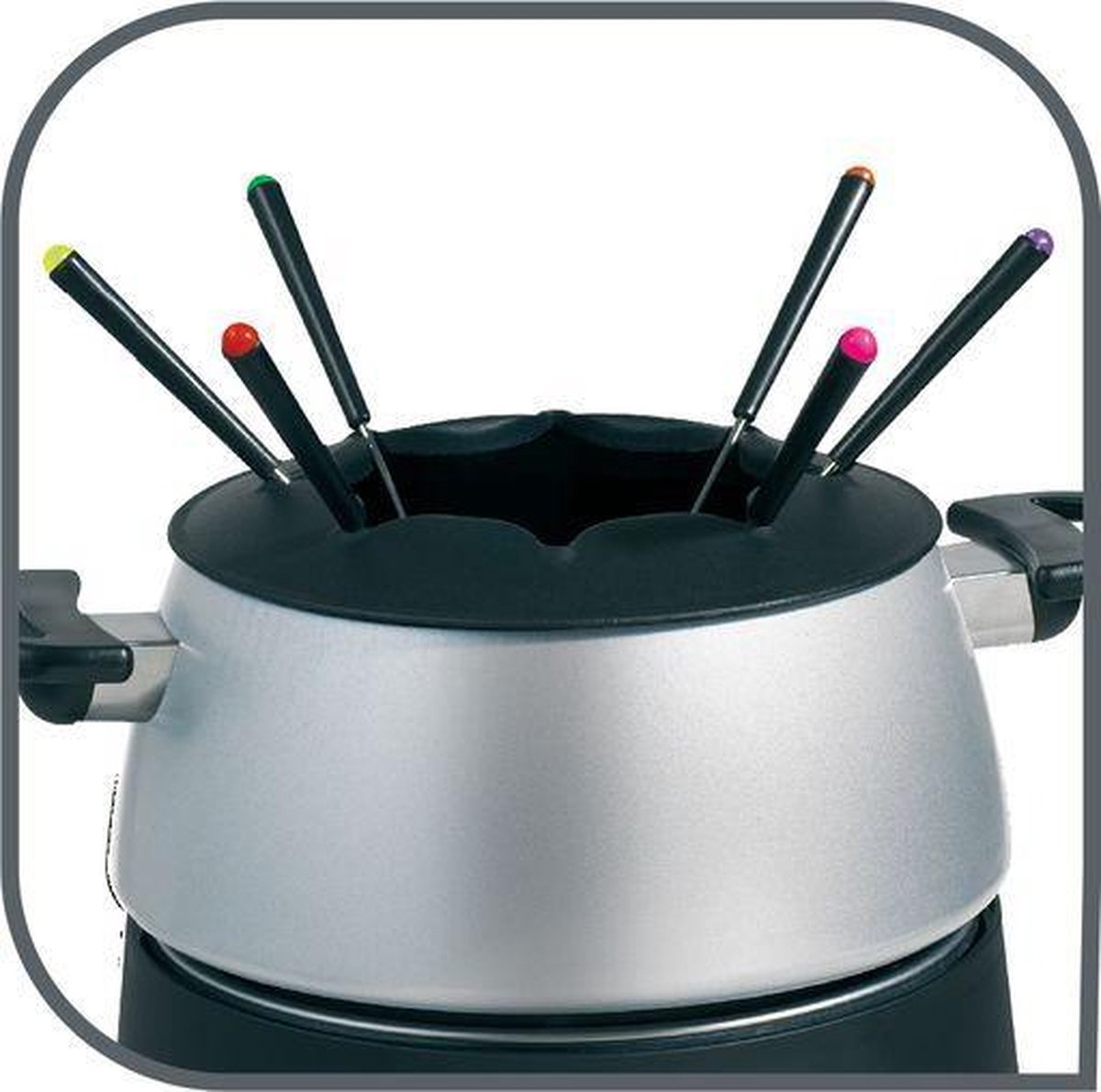 Tefal Appareil à Fondue Électrique, 1000 W, Cuve Antiadhésive, Thermostat Réglable, 8 Fourchettes Incluses, Design Bleu, EF300010