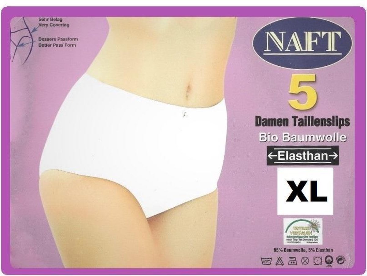 katoenen damesslips (5pack) wit maat XL